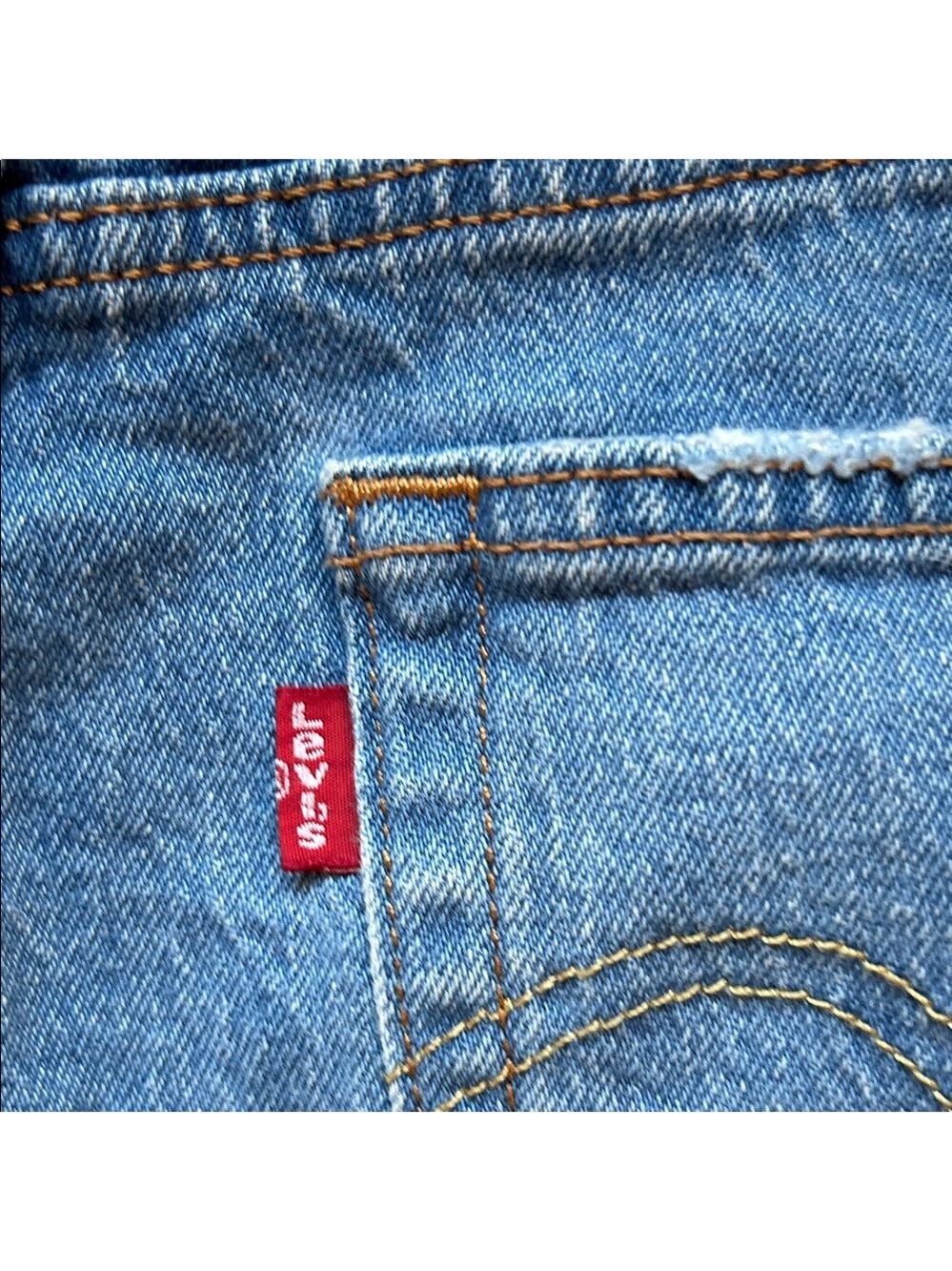 Levi's Blue Distressed Jean Shorts - Picture 8 of 9